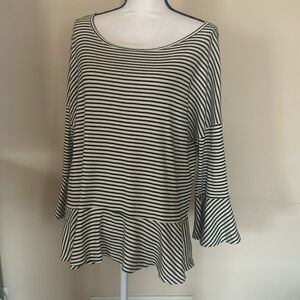 Relaxed Fit Peplum Striped Top